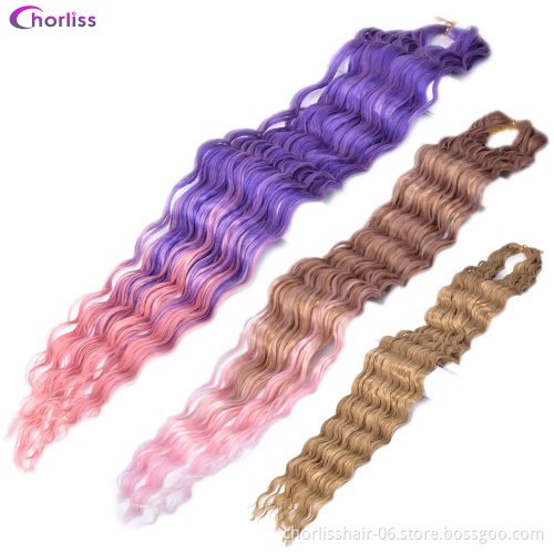 Wholesale 30'' Soft Honey Blonde Deep Wave Crochet Braids Hair Pr-Stretched Ombre Water Wave Synthetic Braiding Hair Extensions